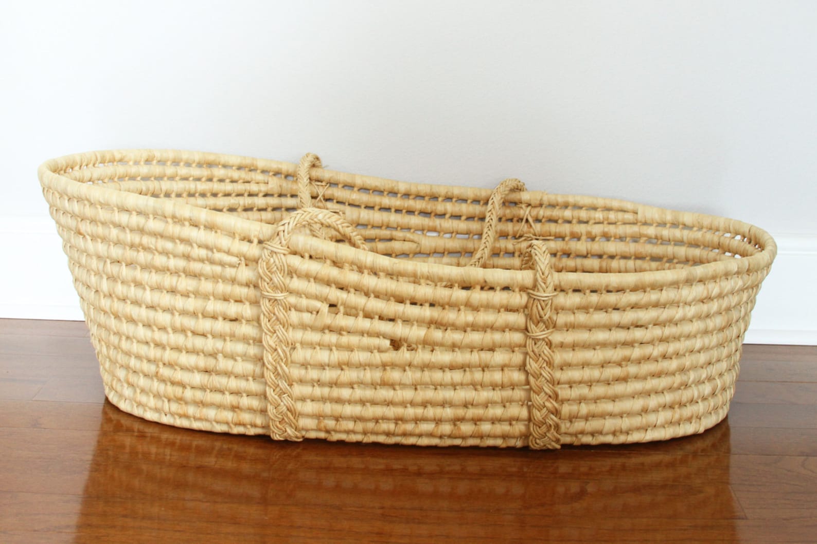 Wicker Moses Basket Woven Wicker with Handles Etsy