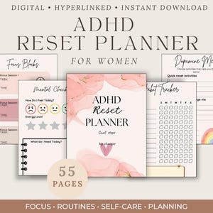 ADHD Planner for Women, Hyperlinked Digital Planner, ADHD Reset Planner, Dopamine Menu, Focus & Routine Planner, GoodNotes