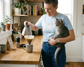 Camiseta suave y adorable con diseño de gato, regalo divertido para amantes de los gatos, camiseta unisex de algodón, camiseta con estampado de gato kawaii.