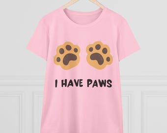 Paw Print Cotton Tee, Animal Lover Gift, Casual Pet Shirt