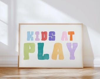 Impresión de paisajes infantiles / Impresiones divertidas para la sala de juegos, Decoración colorida para la habitación infantil, Imprimible divertido para guardería, Arte digital descargable