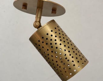 Handcrafted Brass Perforated Spotlight, Mid-Century Italian Style Wall Sconce