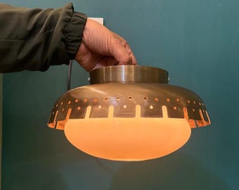 Mid Century Modern Messing Deckenleuchte, Glaskuppel Leuchte, Luxus Flur Beleuchtung