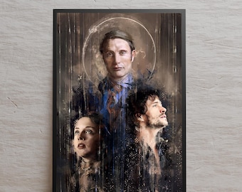 Hannibal Poster, Hannibal Lecter Wall Art, Gift Poster, Wall Decor, Gift Idea, Unframed Canvas Print, TV Show Poster Gift