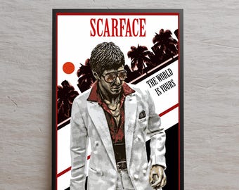 Tableau Pop-art Scarface Sur Toile Verre Acrylique - Tony Montana - Grand Format