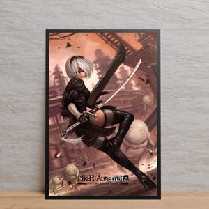 Poster di NieR Automata, 2B Wall Art, Poster regalo, Decorazione per la casa, Stampa su tela senza cornice, Stampa del gioco, Decorazione da parete, Poster del gioco regalo