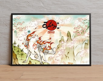 8x10インチのプリント、天照大御神の墨絵水彩画 - Etsy 日本