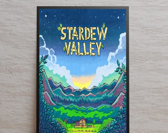 Stardew Valley Poster, Pelican Town Wall Art, Gift Idea, Unframed Canvas Print, Gift Game Poster