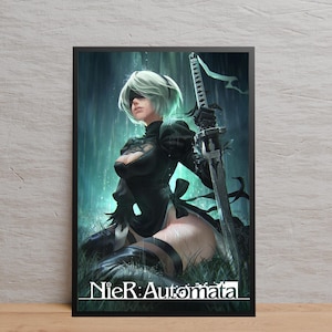 Poster di NieR Automata, 2B Wall Art, Poster regalo, Decorazione per la casa, Stampa su tela senza cornice, Stampa del gioco, Decorazione da parete, Poster del gioco regalo