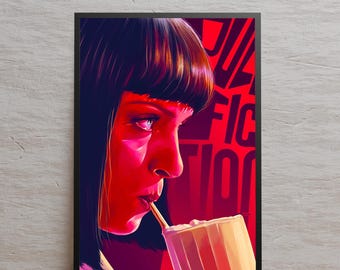 Póster de Pulp Fiction, arte de pared de Mia Wallace, idea de regalo, impresión en lienzo sin marco, póster de película de regalo