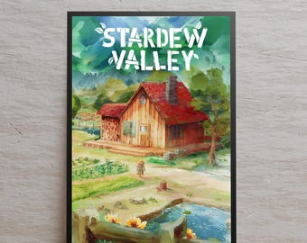 Stardew Valley Poster, Pelican Town Wall Art, Gift Idea, Unframed Canvas Print, Gift Game Poster