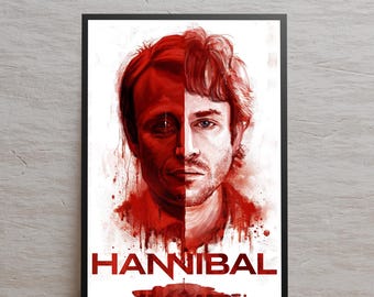 Póster de Hannibal, Arte de pared de Hannibal Lecter, Idea de regalo, Impresión en lienzo sin marco, Póster de serie de televisión de regalo