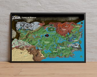 The Legend of Zelda Hyrule Map Poster, Hyrule Map Poster, Gift Idea, Unframed Canvas Print, Gift Game poster