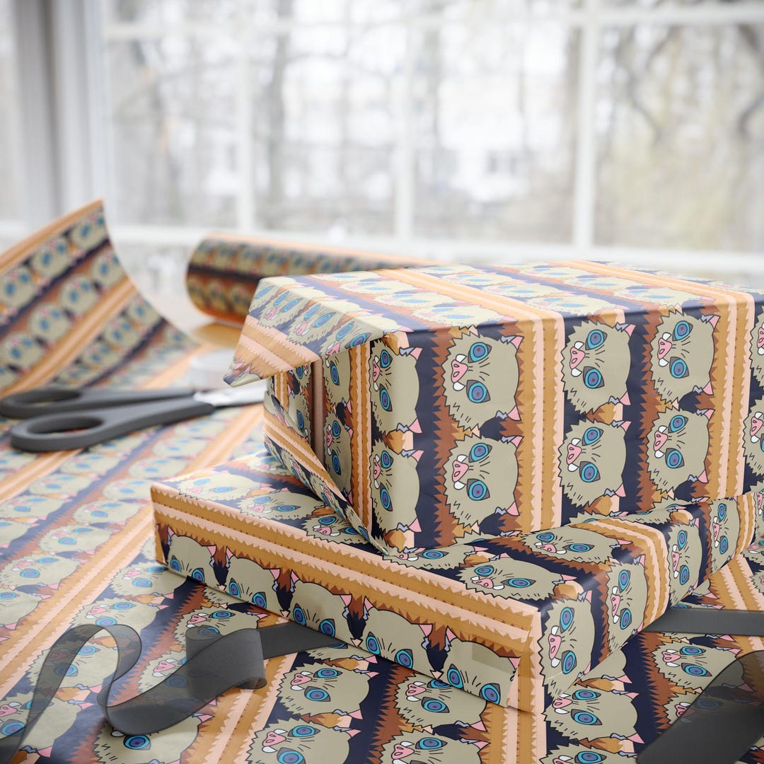 Chibi Inosuke Beast Form Gift Wrap, Demon Slayer, Kimetsu No Yaiba, KNY ...