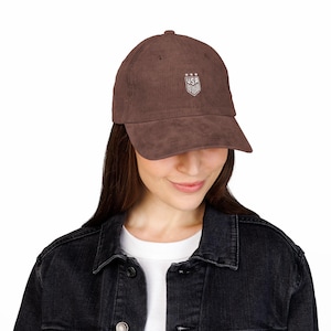 USA Soccer Corduroy Dad Hat | USWNT World Cup 2026 Cap | 4 Stars Embroidered Shield | USA World Cup Hat | Women's National Team Gift image 16