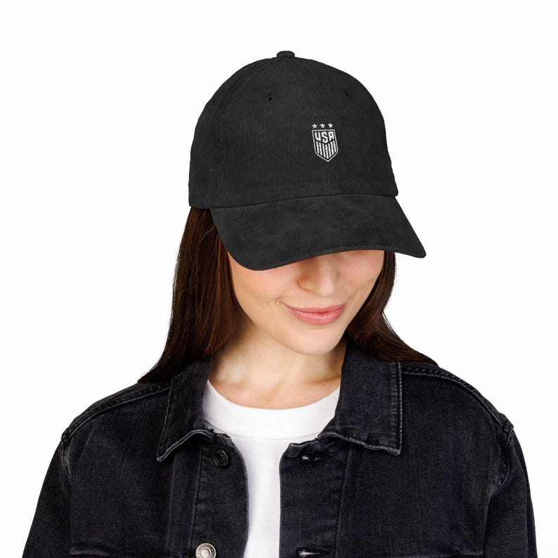 USA Soccer Corduroy Dad Hat | USWNT World Cup 2026 Cap | 4 Stars Embroidered Shield | USA World Cup Hat | Women's National Team Gift image 7