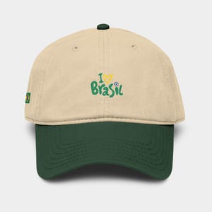 World Cup 2026 Brazil Hat, FIFA Soccer Fan Gift, Embroidered Football Cap Dark Green / Khaki