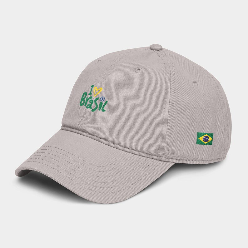 World Cup 2026 Brazil Hat, FIFA Soccer Fan Gift, Embroidered Football Cap Gray