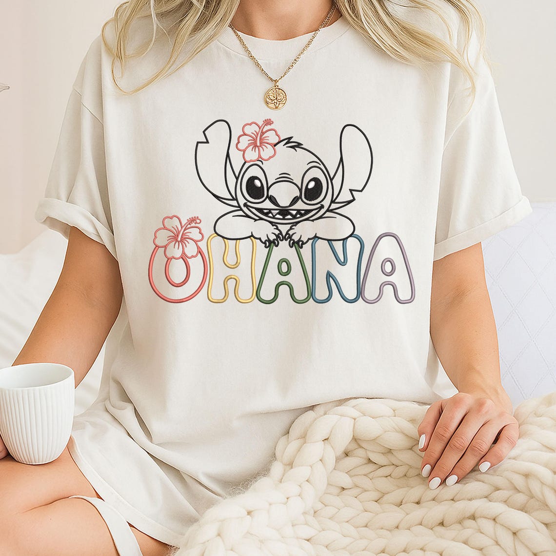 Ohana Stitch Embroidery Design, Cute Cartoon Embroidery File, Disney ...