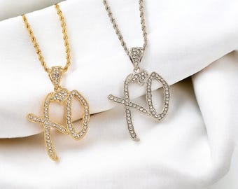 Collana con ciondolo XO, zirconi cubici, catena scintillante oro e argento, gioiello hip hop di tendenza per fan di The Weeknd, regalo perfetto.