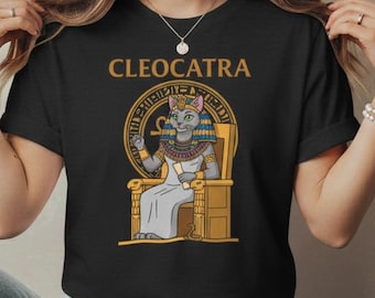 Cleocatra Egyptian Cat Queen Tee | Pharaoh Cat Illustration T-Shirt