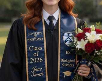 Personalized Graduation Stole 2026 Embroidered, Custom Logo Sash, Psychology Major Stole, College Grad Gift