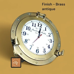 Aluminium Bullauge Wanduhr | Schiffsuhr mit römischen Ziffern | Marine Dekor für Zuhause