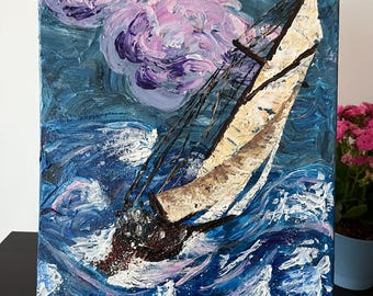 Een schip op zee tijdens een storm