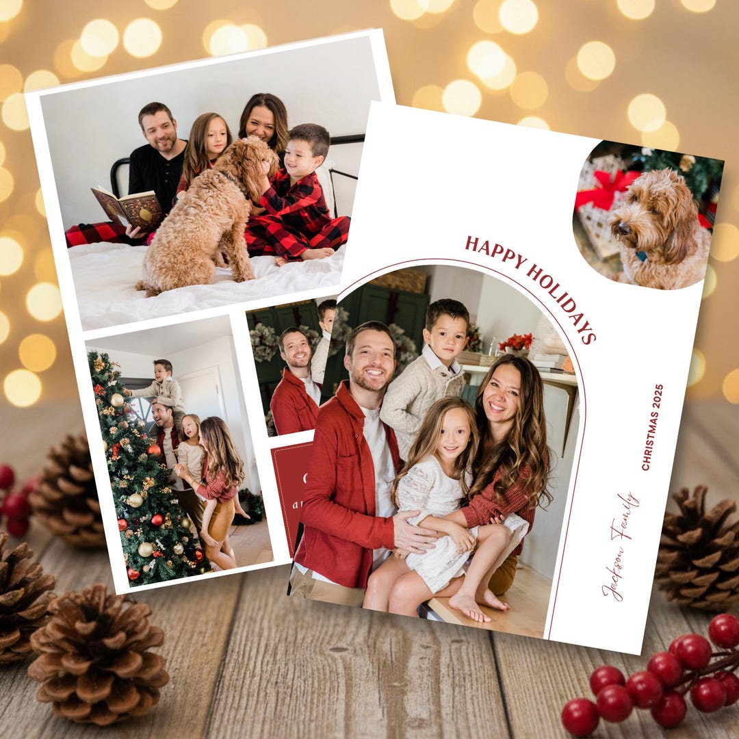 Christmas Photo Card Template | Family Holiday Card (instant Download