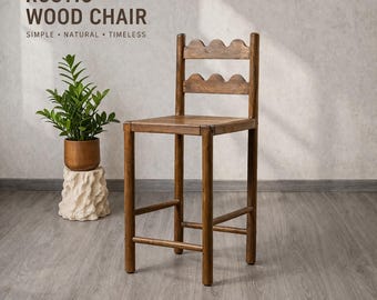 Vintage Solid Wood Chair – Rustic Handmade Accent Chair, Minimalist Farmhouse Decor, Cozy Home Furniture, Limited Stock