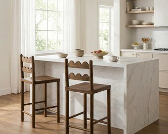 Farmhouse Kitchen Seating, Farmhouse Counter Height Stool, Handmade Wooden Chair, Kitchen Island Seating, Minimalist Home Decor A0338NZ