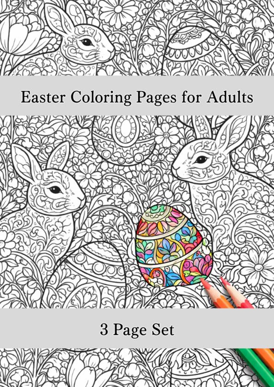 Easter Coloring Pages for Adults – Detailed Spring Rabbit & Egg Designs ...