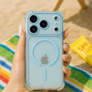 MagSafe Matte Clear Anti-Fall Case with Four-Corner Protection for iPhone 12–17 Series.