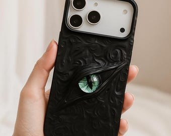 3D Evil Eye Phone Case for iPhone: Frosted Black Shockproof TPU Cover
