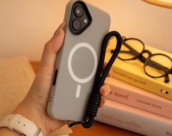 MagSafe Silicone iPhone Case with Strap, Magnetic Wireless Charging