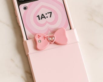 Funda para teléfono Samsung Galaxy Z Flip con lazo de diamante y estrella rosa