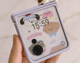 3D Kitten Flower Strap Phone Case, Samsung Z Flip, Motorola Razr, Xiaomi Mix Flip