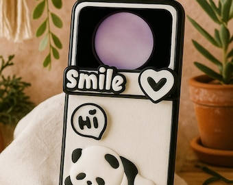 Étui à rabat pour Samsung Galaxy Z Panda, cordelette antichoc
