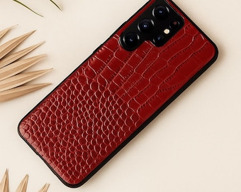 Cowhide Leather Crocodile Phone Case for Samsung Galaxy