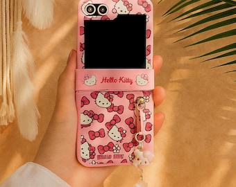 Hello Kitty Phone Case for Samsung Z Flip: Anti-Drop Protection with Lanyard