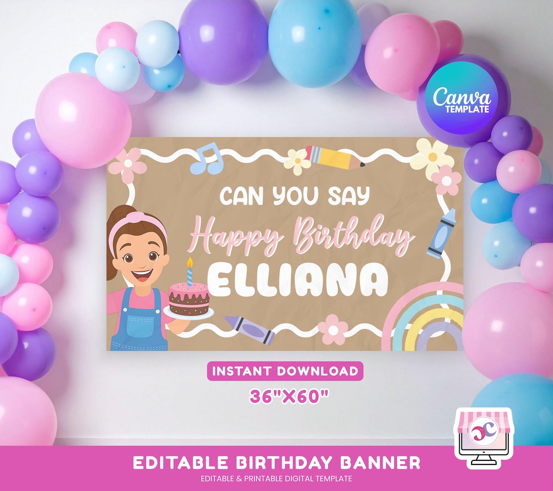 Editable Ms Rachel Party Banner, DIY Painted Mockup Banner, Digital ...