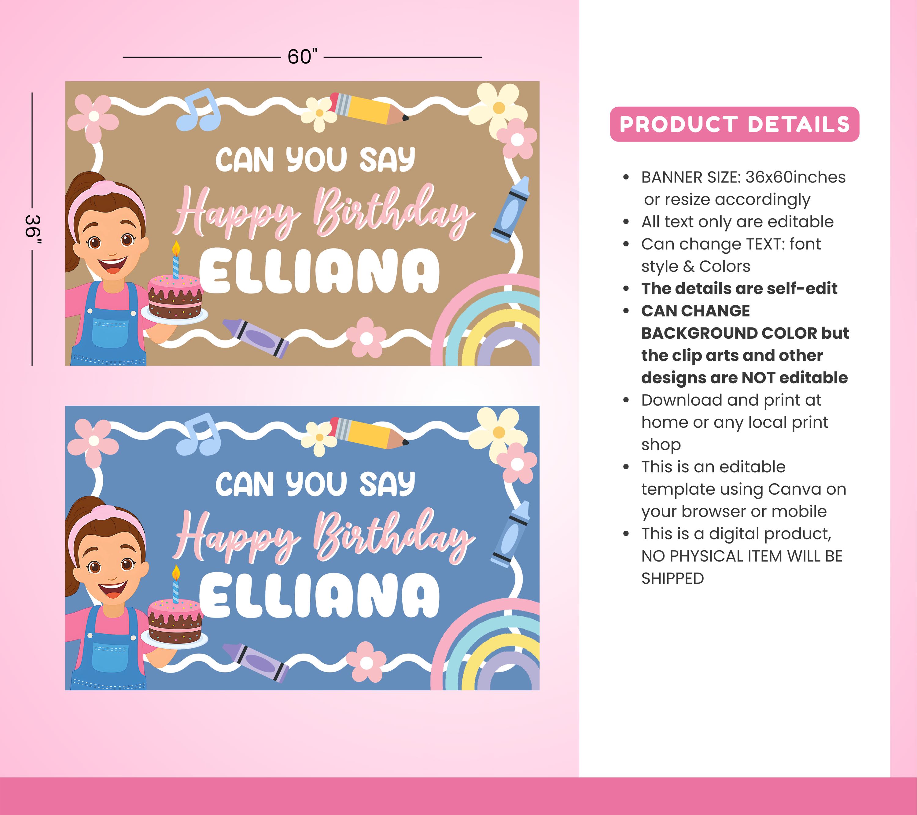 Editable Ms Rachel Party Banner, DIY Painted Mockup Banner, Digital ...