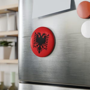 Albanian Flag Kuq e Zi Magnet round button magnet | Albania pride