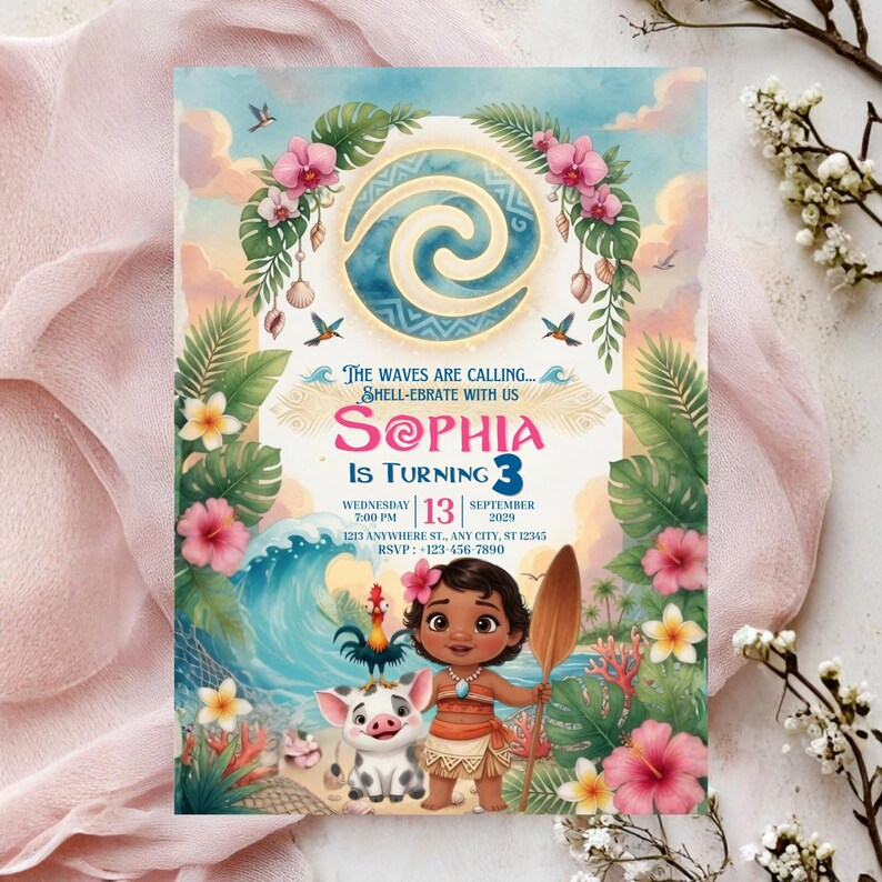 Hawaiian Luau Birthday Invitation Canva Template