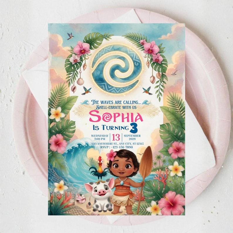 Summer Beach Birthday Invitation for Girls Canva