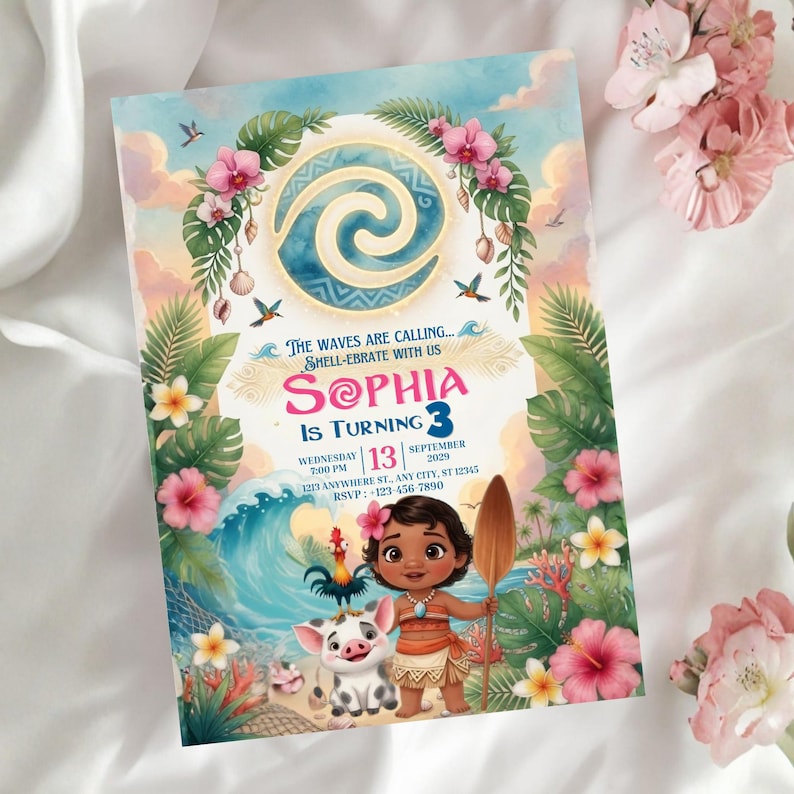 Polynesian Birthday Invitation Editable Party Invite