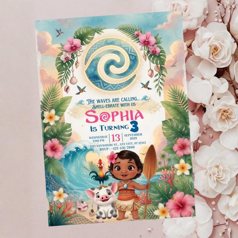 Tropical Floral Kids Birthday Invitation Canva