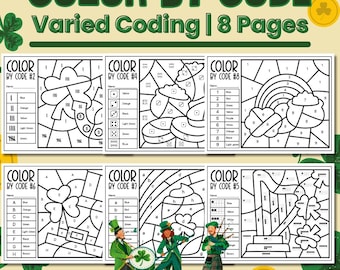 Saint Patricks Day Color by Code Worksheets Numbers, Ten Frames, Dice, Tally Marks and Alphabet Kindergarten Activities