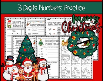 Christmas Place Value Worksheets | 3-Digit Numbers | Expanded & Word Form | Holiday Math Activities