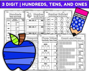 Place Value Worksheets 3 Digit Numbers | Hundreds Tens Ones, Expanded Form, Compare Numbers